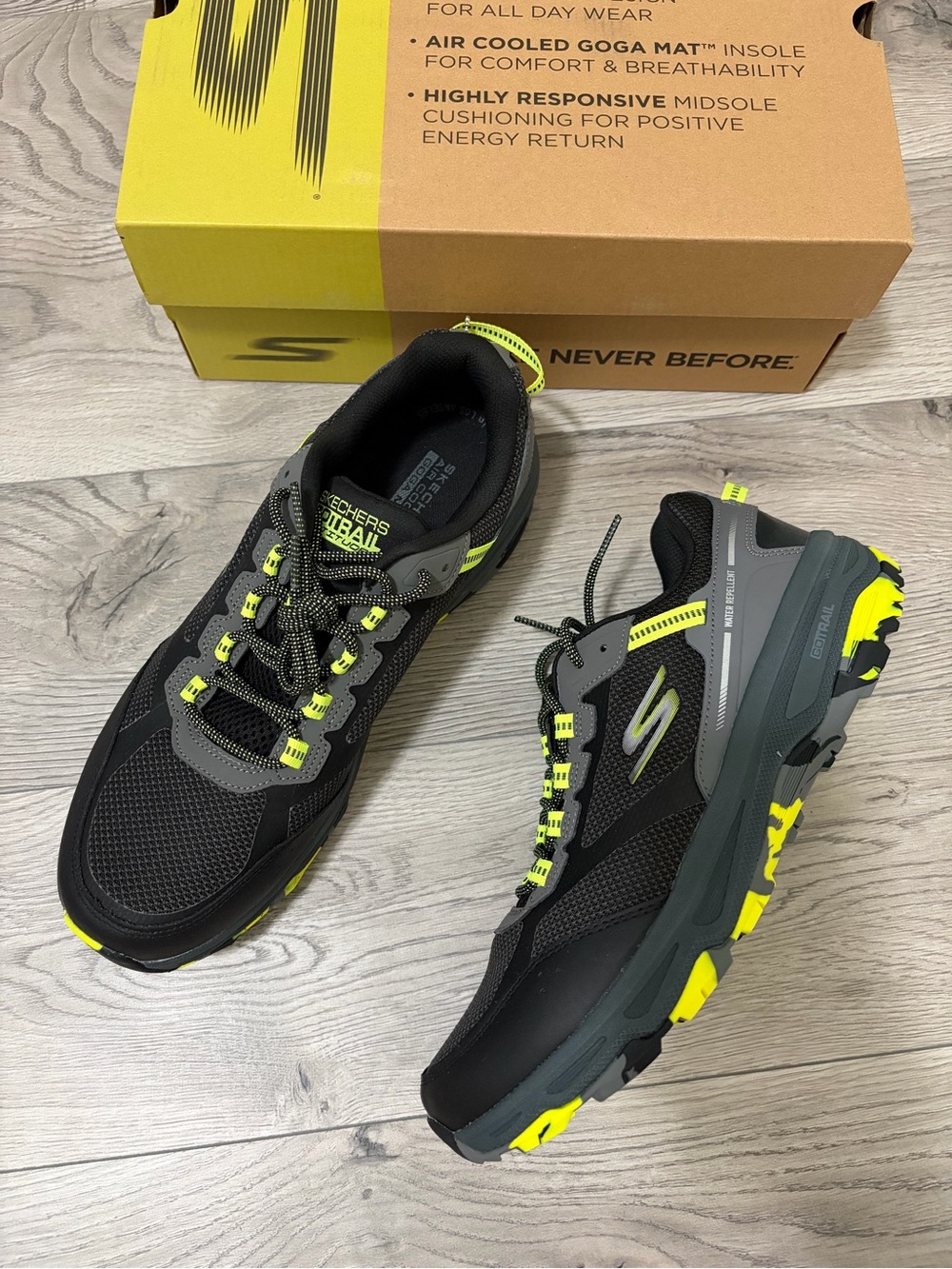 Skechers Men’s Athletic Trail Shoes - Black & Neon Yellow